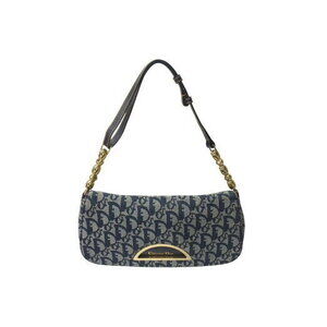 Christian Dior Marispearl Hobo Shoulder Bag Trotter Navy Blue Canvas Leather